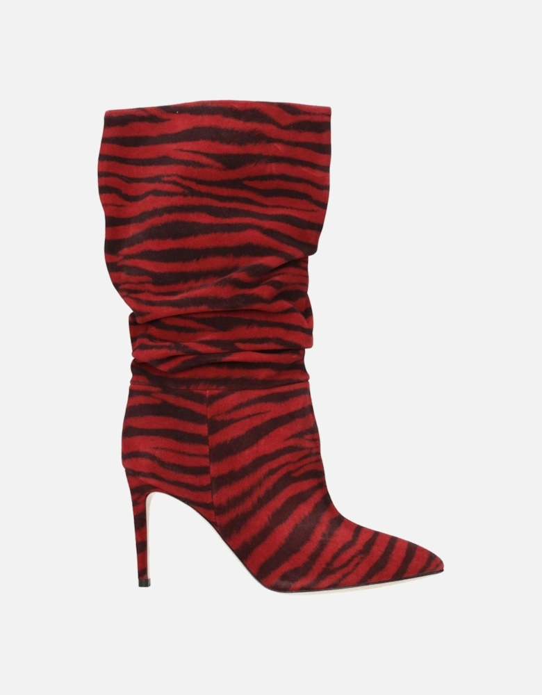 Suede Pointy Toe Ankle Boots with Mid Heels Women - Red