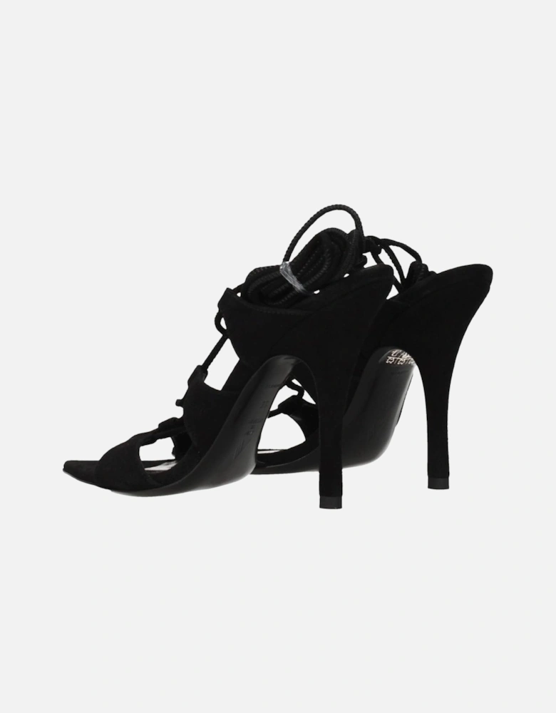 Suede High Heel Pointy Toe Sandals Women - Black