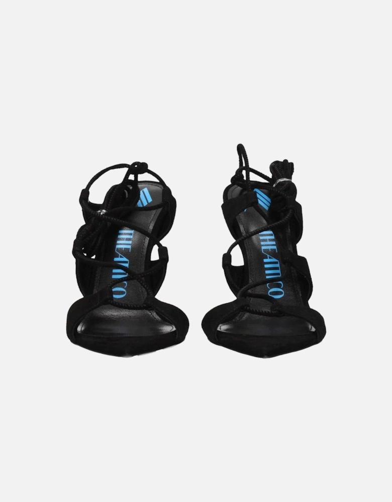 Suede High Heel Pointy Toe Sandals Women - Black