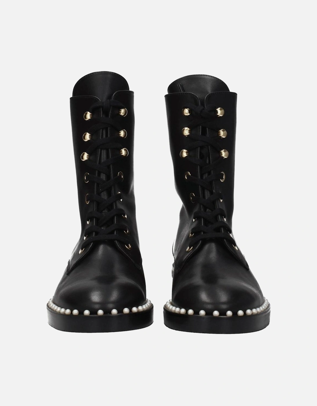 Vintage Effect Beaded Leather Ankle Boots Women - Black