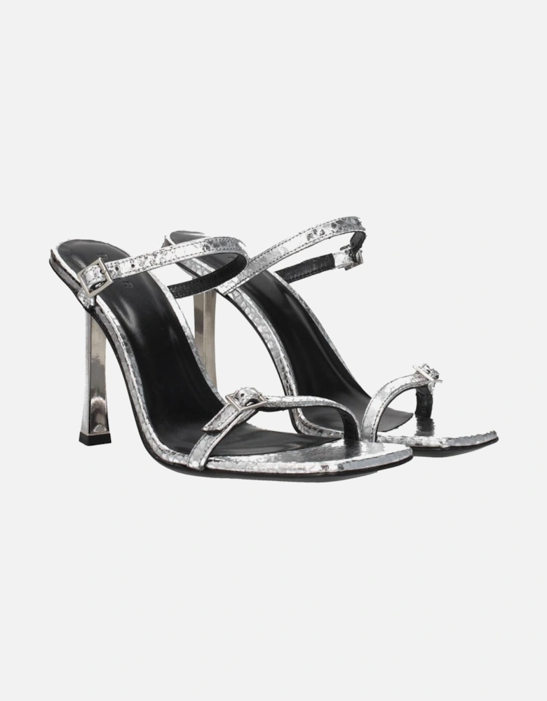 High Heel Open Toe Leather Sandals Women - Gray