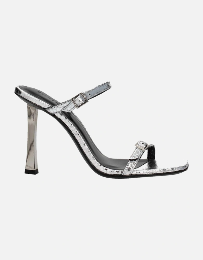 High Heel Open Toe Leather Sandals Women - Gray