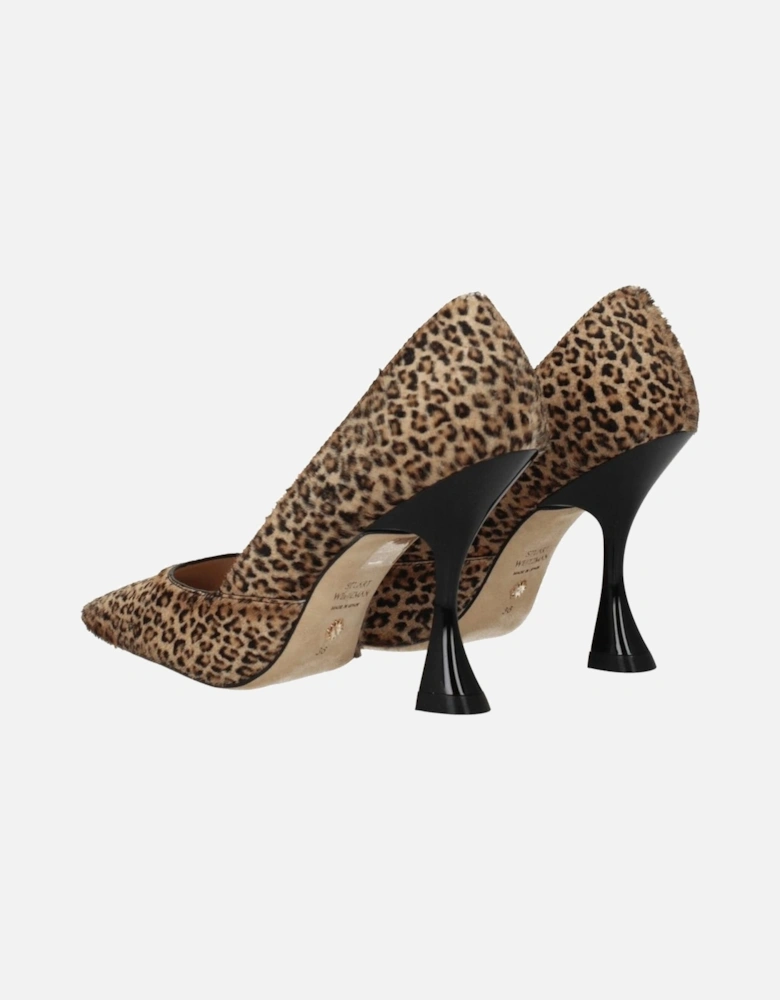 Pony Skin High Heel Pointy Toe Pumps Women - Beige Brooches