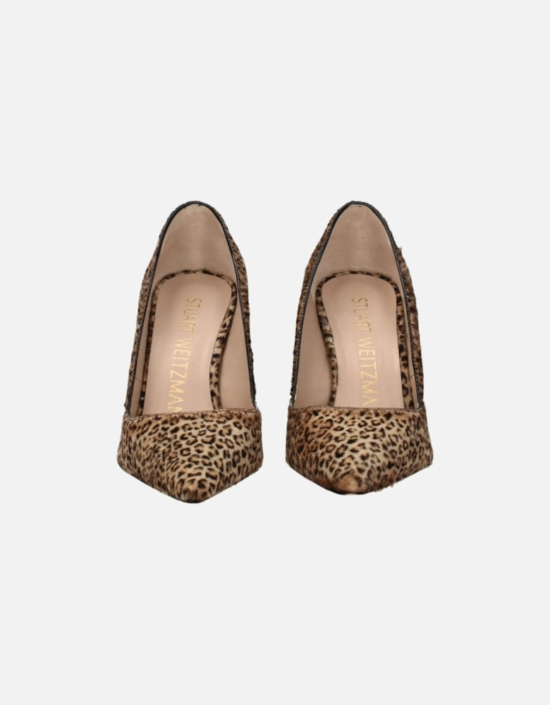 Pony Skin High Heel Pointy Toe Pumps Women - Beige Brooches