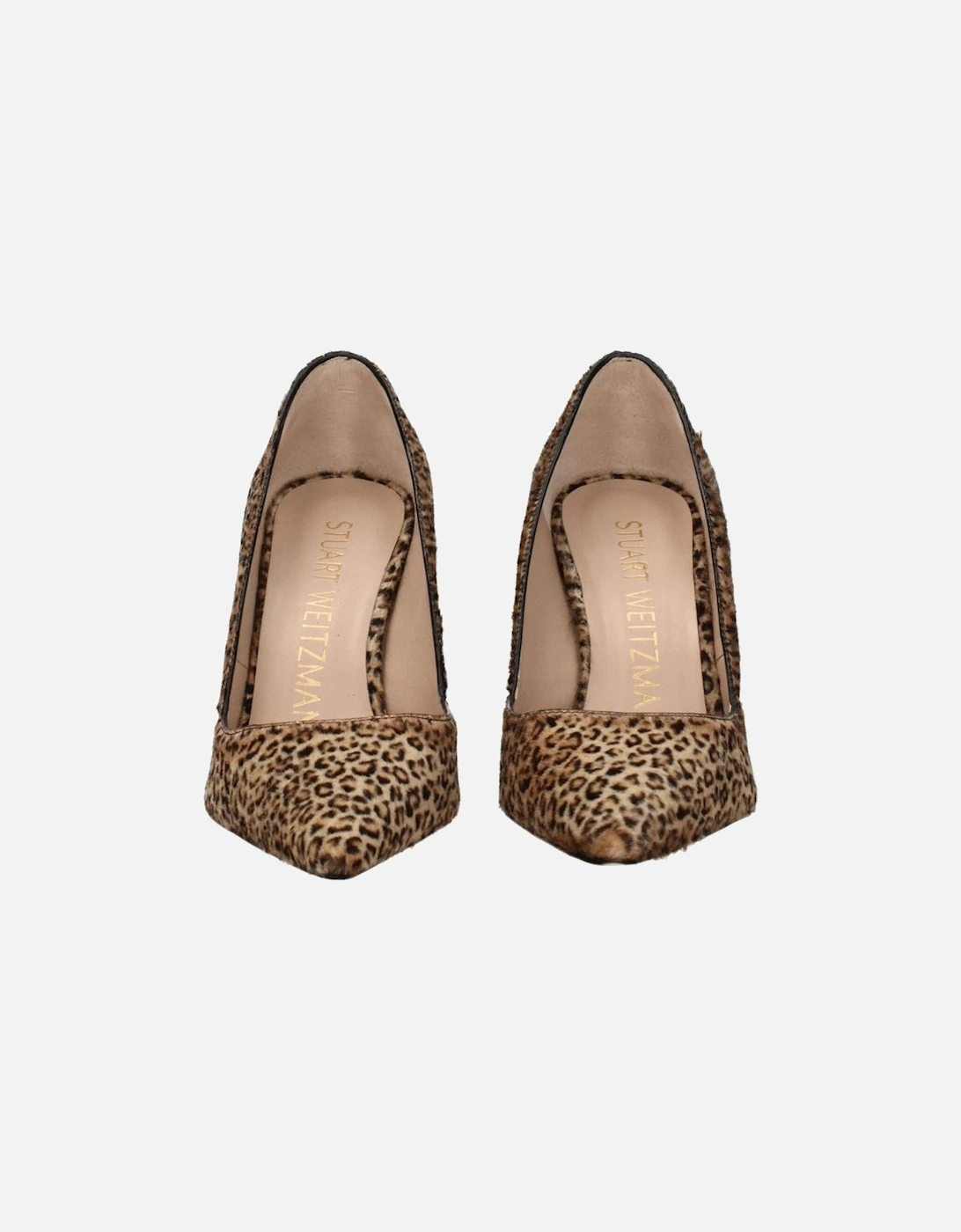 Pony Skin High Heel Pointy Toe Pumps Women - Beige Brooches
