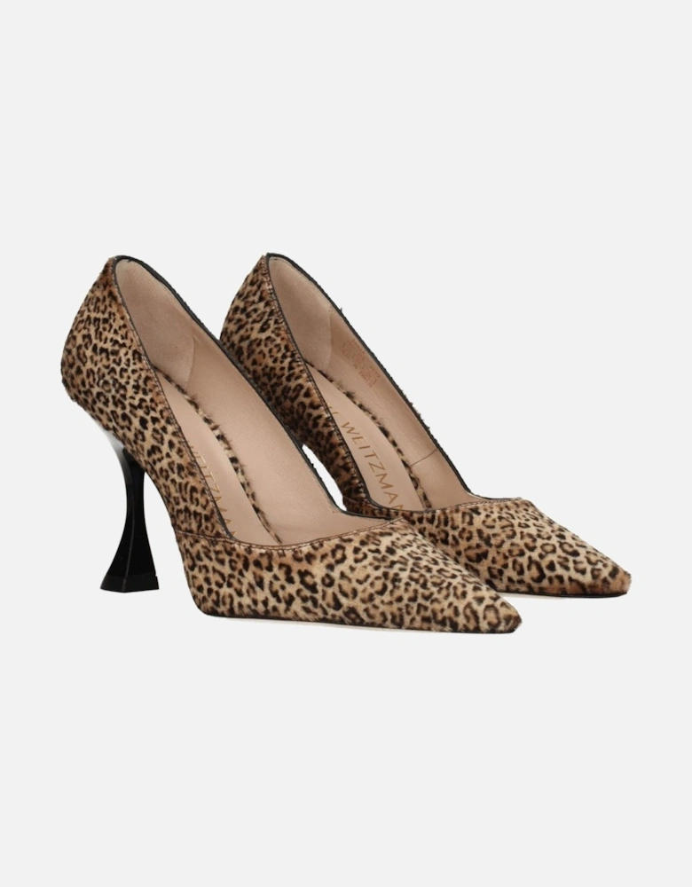 Pony Skin High Heel Pointy Toe Pumps Women - Beige Brooches