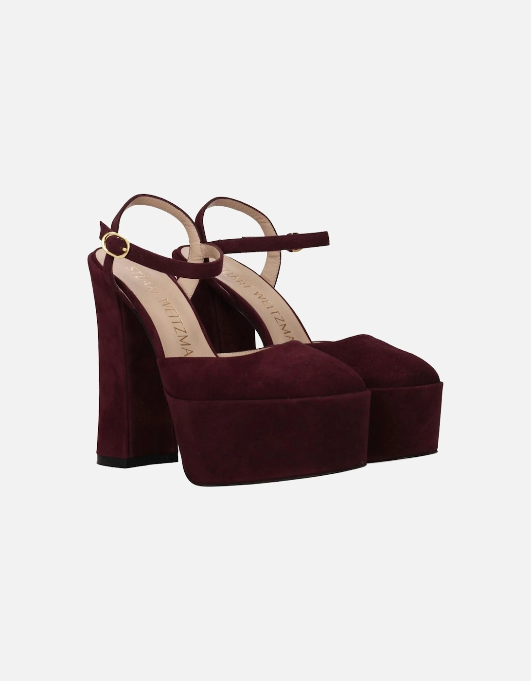 High Heel Suede Sandals with Buckle Closure Women - Red