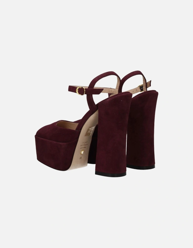 High Heel Suede Sandals with Buckle Closure Women - Red
