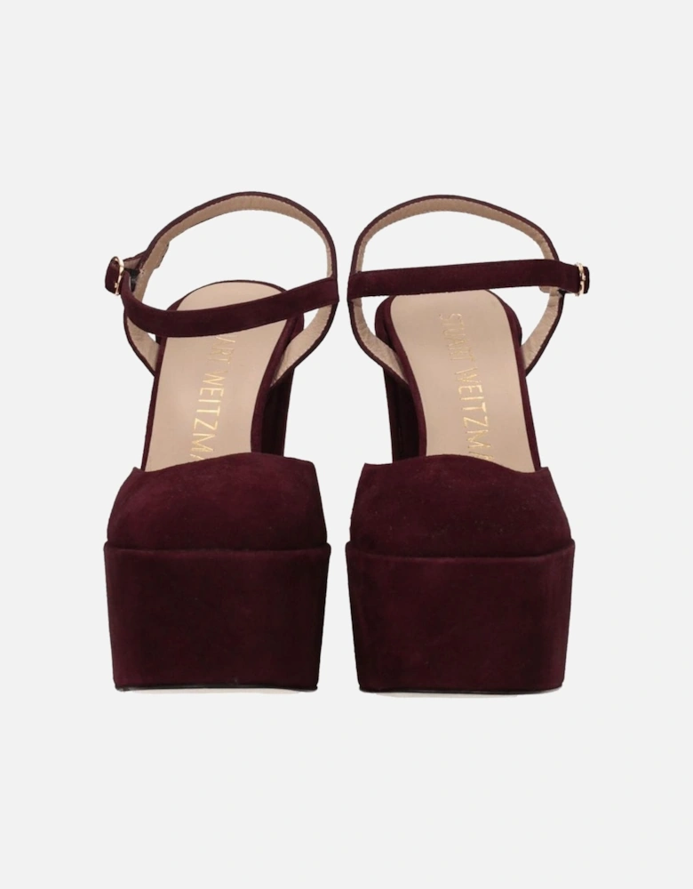 High Heel Suede Sandals with Buckle Closure Women - Red