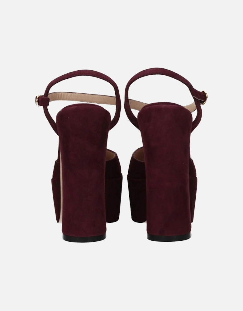 High Heel Suede Sandals with Buckle Closure Women - Red