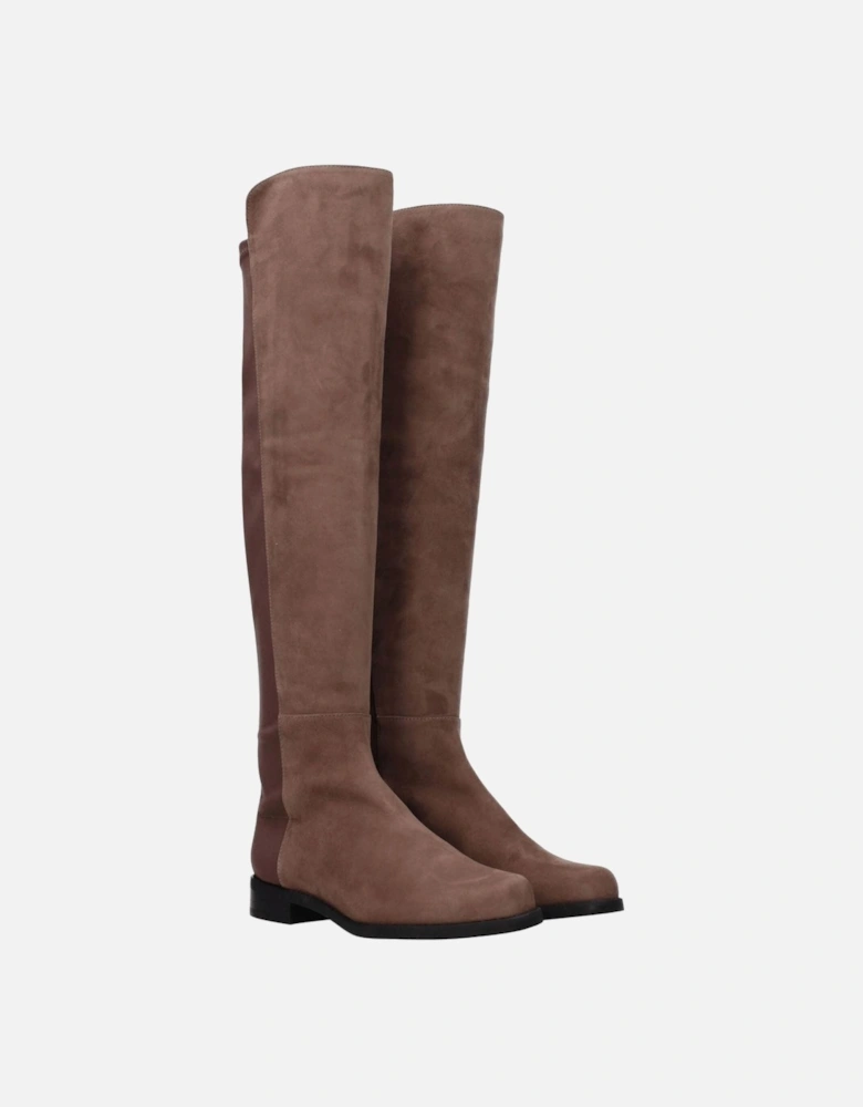 Suede Low Heel Casual Boots Women - Brown