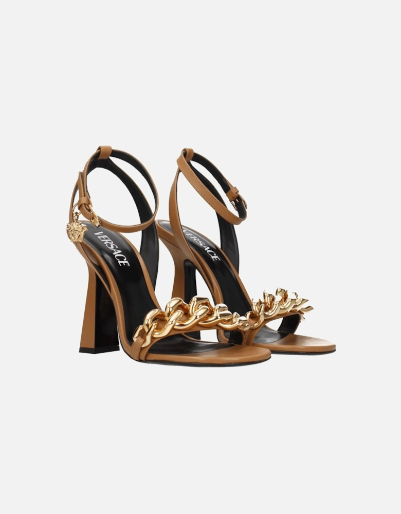 High Heel Open Toe Leather Sandals Women - Brown