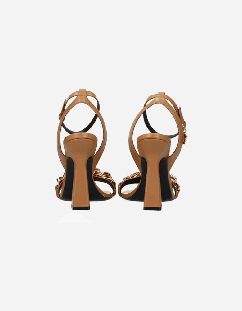 High Heel Open Toe Leather Sandals Women - Brown