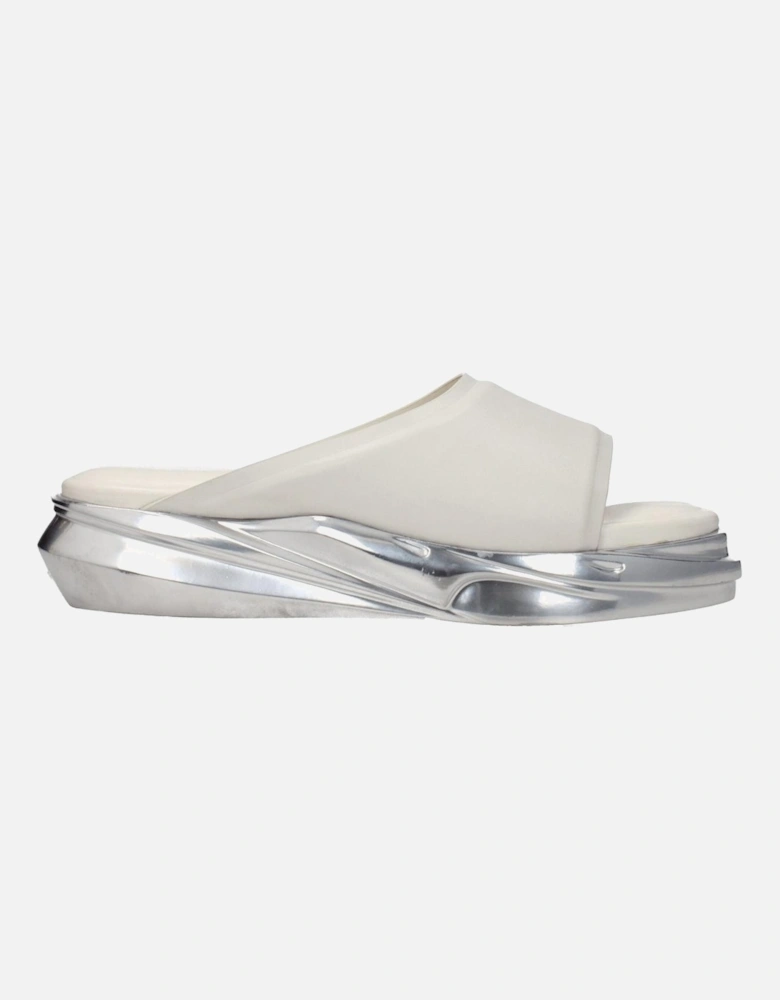 Leather Open Toe Mid Heel Clogs Women - Gray Sandals