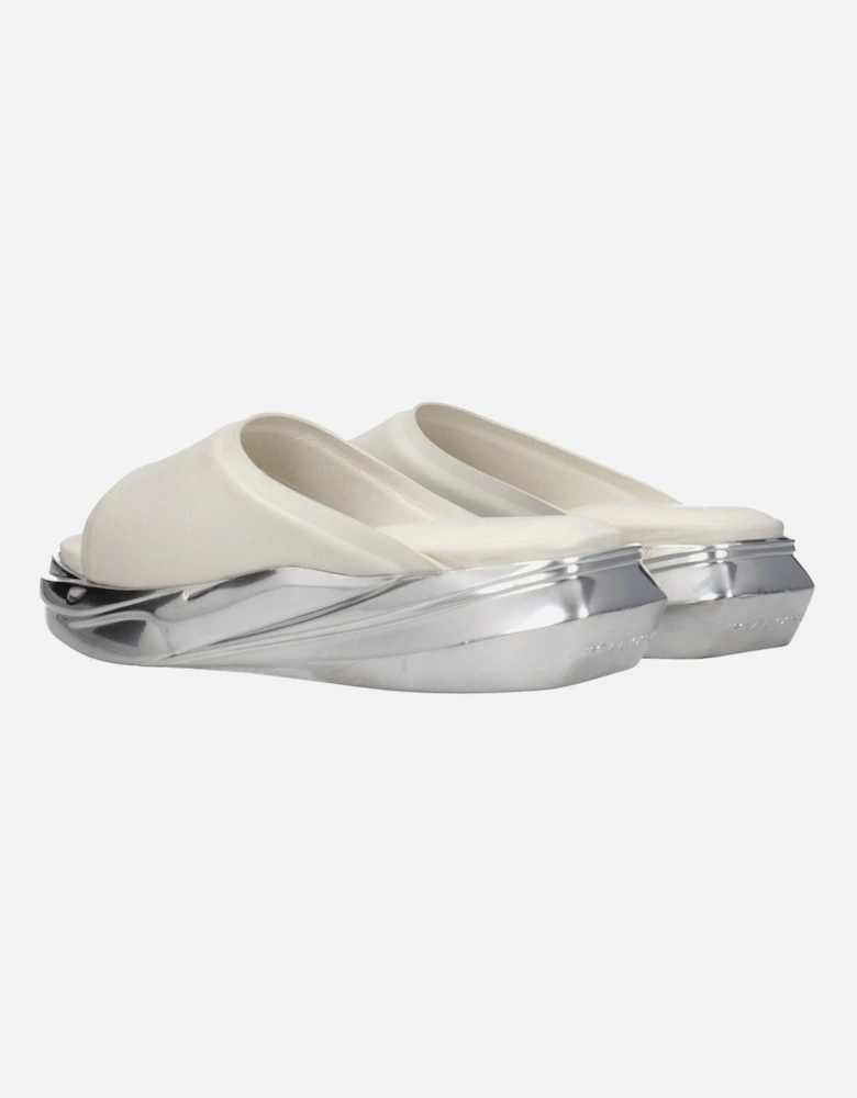 Leather Open Toe Mid Heel Clogs Women - Gray Sandals