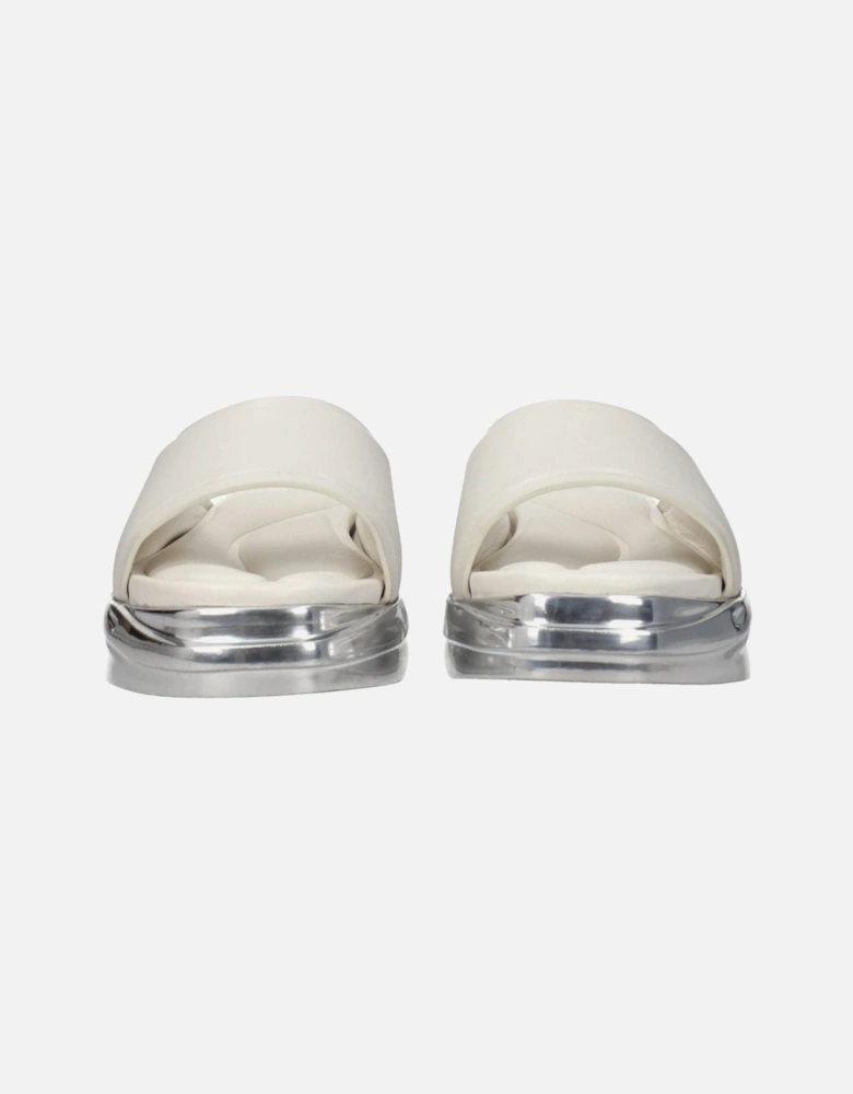 Leather Open Toe Mid Heel Clogs Women - Gray Sandals