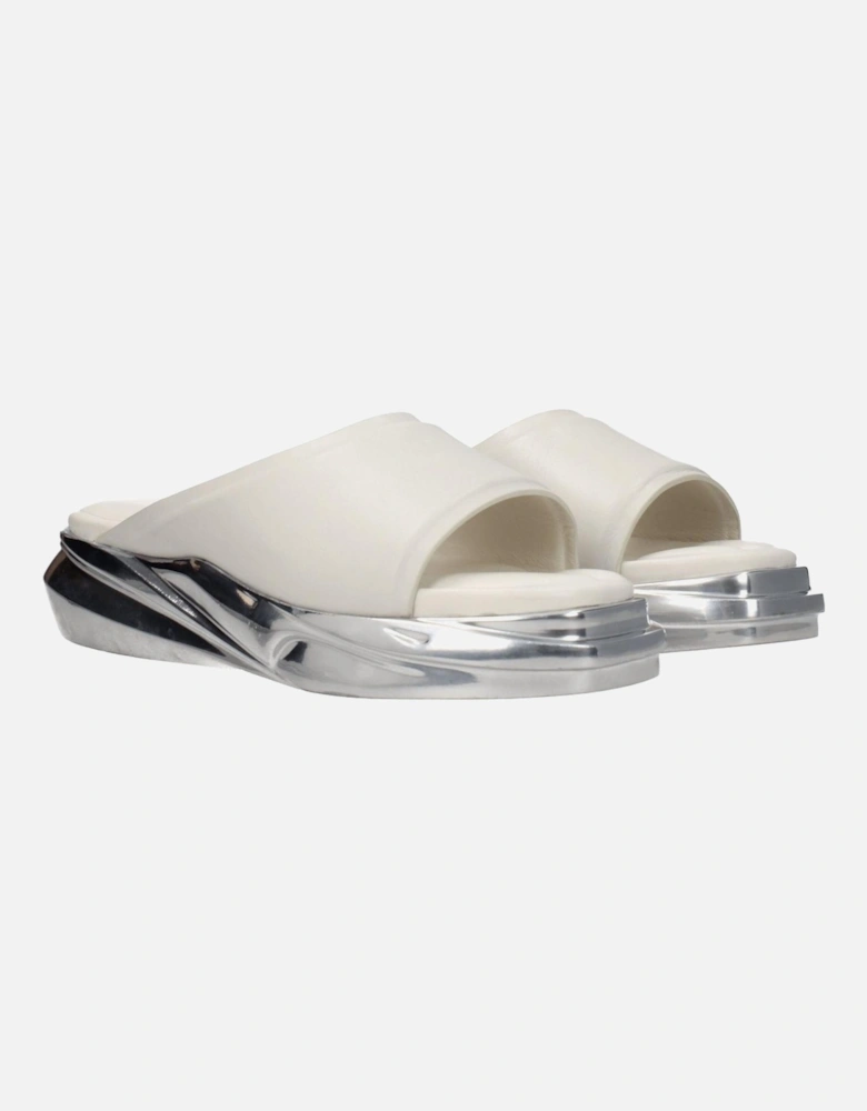Leather Open Toe Mid Heel Clogs Women - Gray Sandals