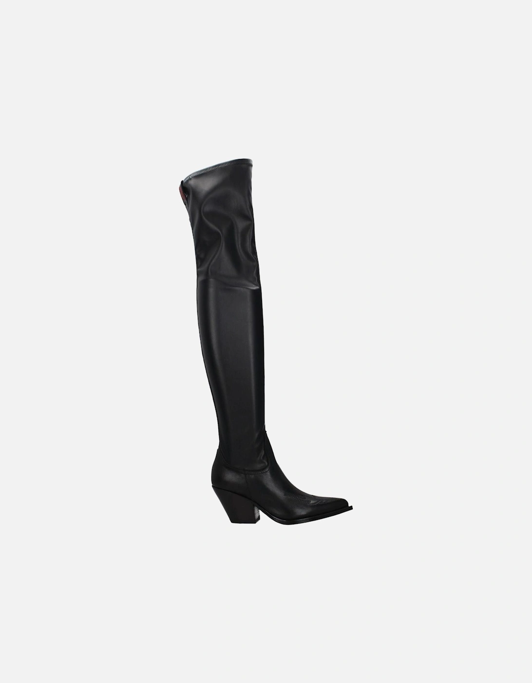 Vintage Effect Pointy Toe Leather Boots Women - Black, 5 of 4