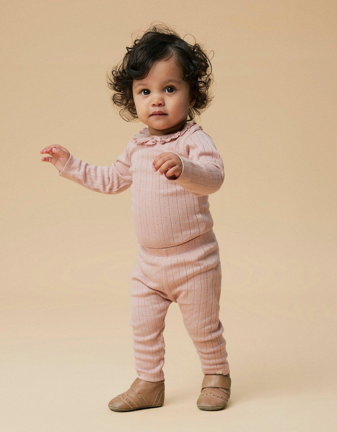 Baby Girls Pointelle Leggings - Misty Rose, 2 of 1