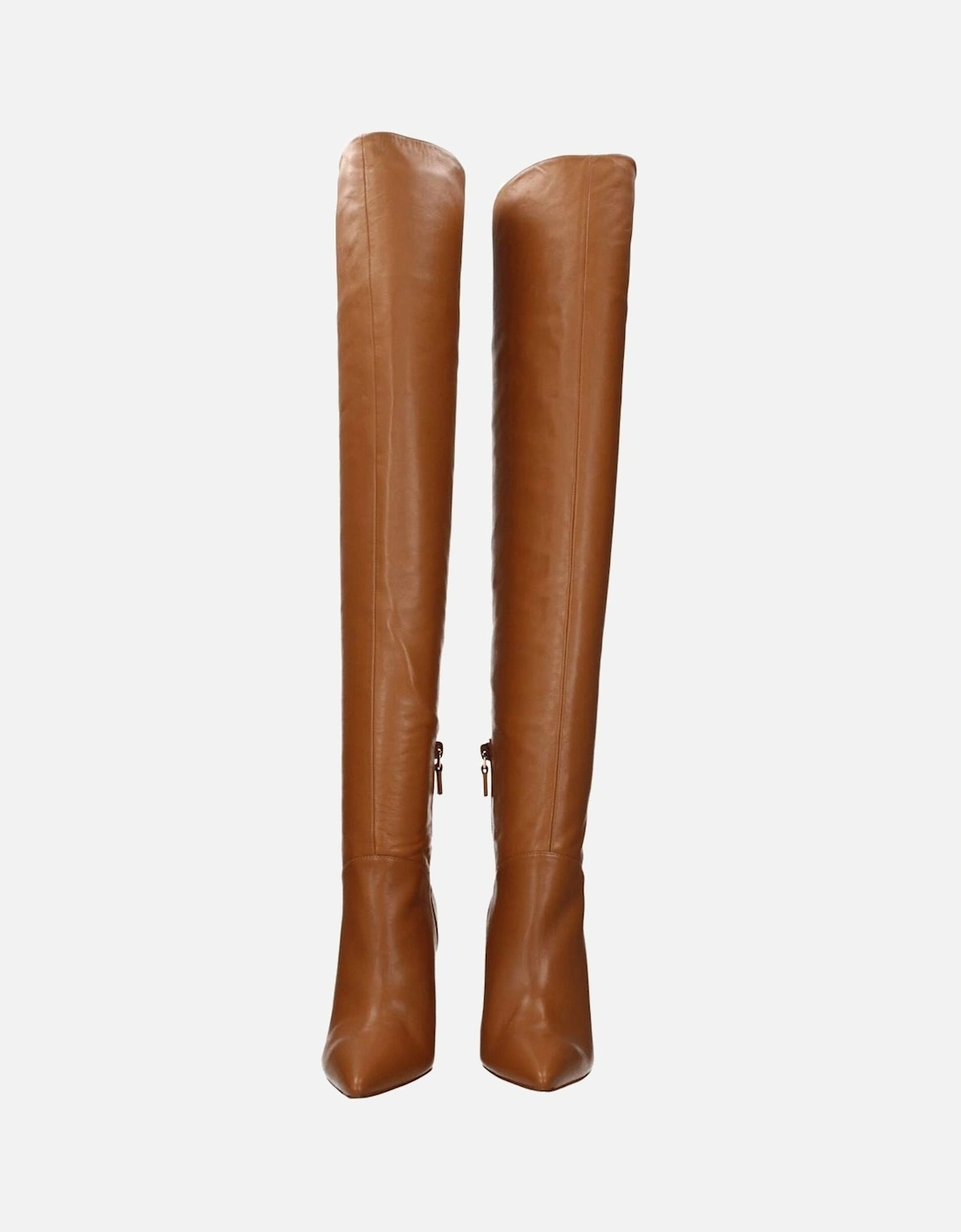 Pointy Toe Leather Wedge Boots Women - Brown