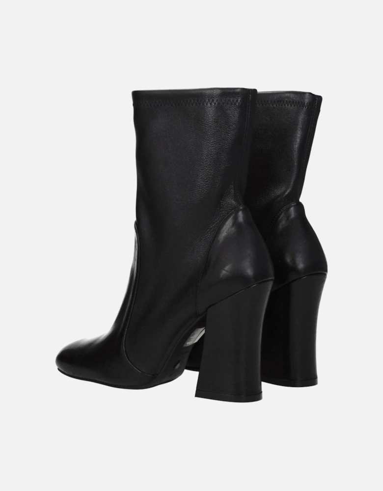 Vintage Effect Leather Ankle Boots Women - Black