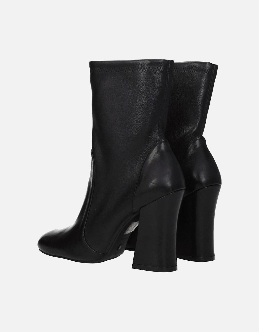 Vintage Effect Leather Ankle Boots Women - Black