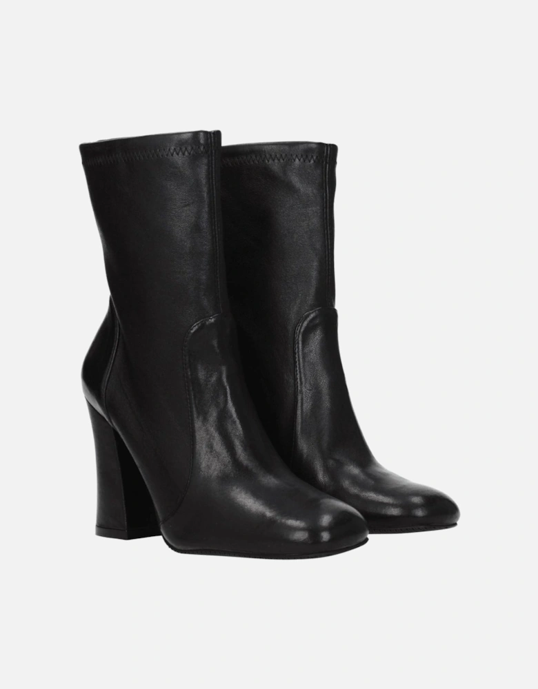 Vintage Effect Leather Ankle Boots Women - Black