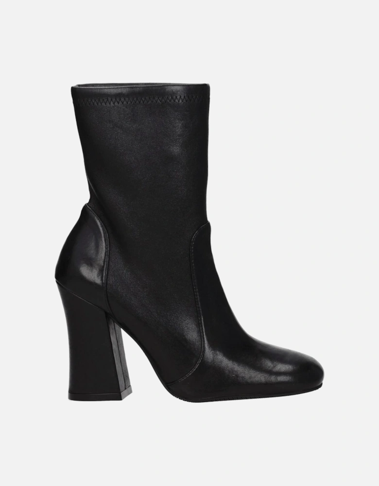 Vintage Effect Leather Ankle Boots Women - Black