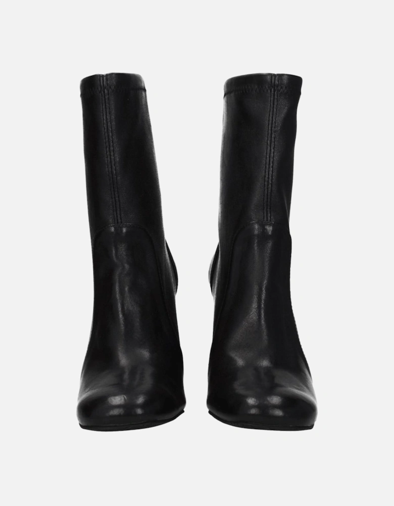 Vintage Effect Leather Ankle Boots Women - Black