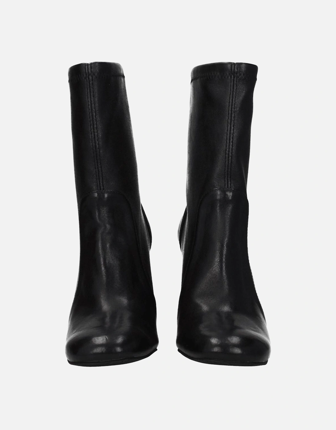Vintage Effect Leather Ankle Boots Women - Black