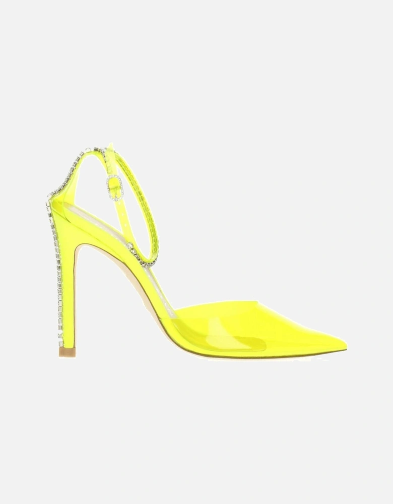 High Heel Pointy Toe Rhinestone Sandals Women - Yellow