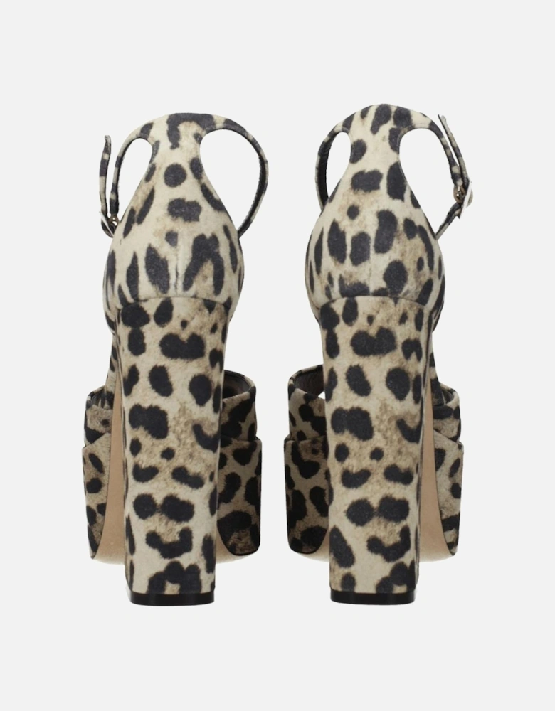 High Heel Suede Sandals with Buckle Closure Women - Beige