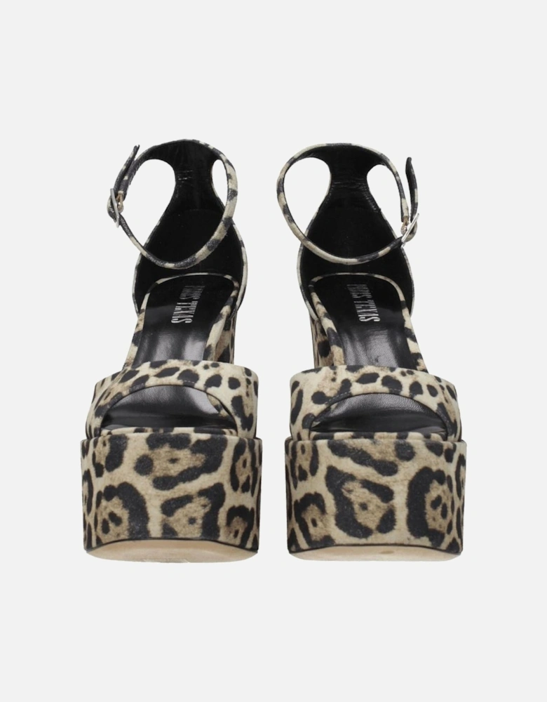 High Heel Suede Sandals with Buckle Closure Women - Beige