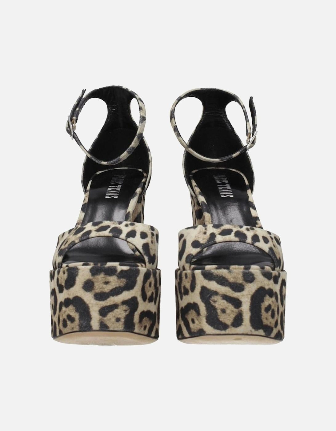 High Heel Suede Sandals with Buckle Closure Women - Beige