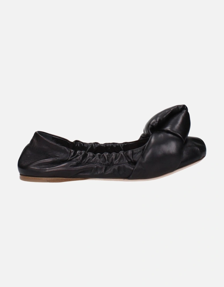 Front Detail Leather Ballet Flats Women - Black Shoes