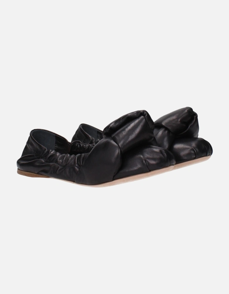 Front Detail Leather Ballet Flats Women - Black Shoes