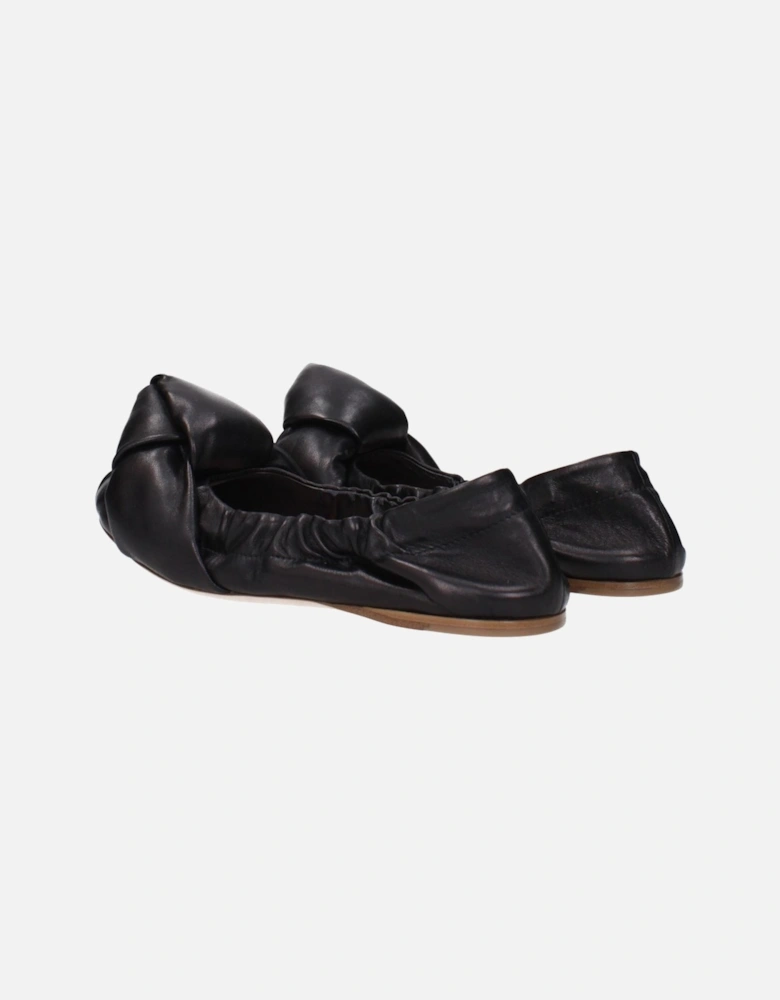 Front Detail Leather Ballet Flats Women - Black Shoes
