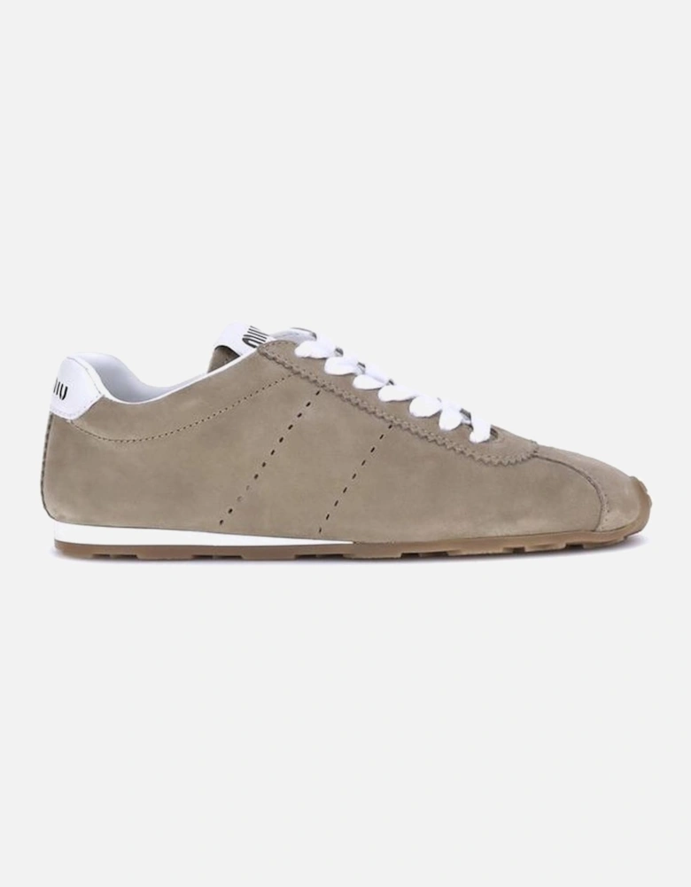 Suede Plume Sneakers with Logo Detailing Women - Beige