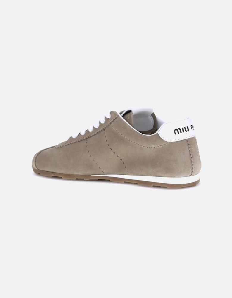 Suede Plume Sneakers with Logo Detailing Women - Beige