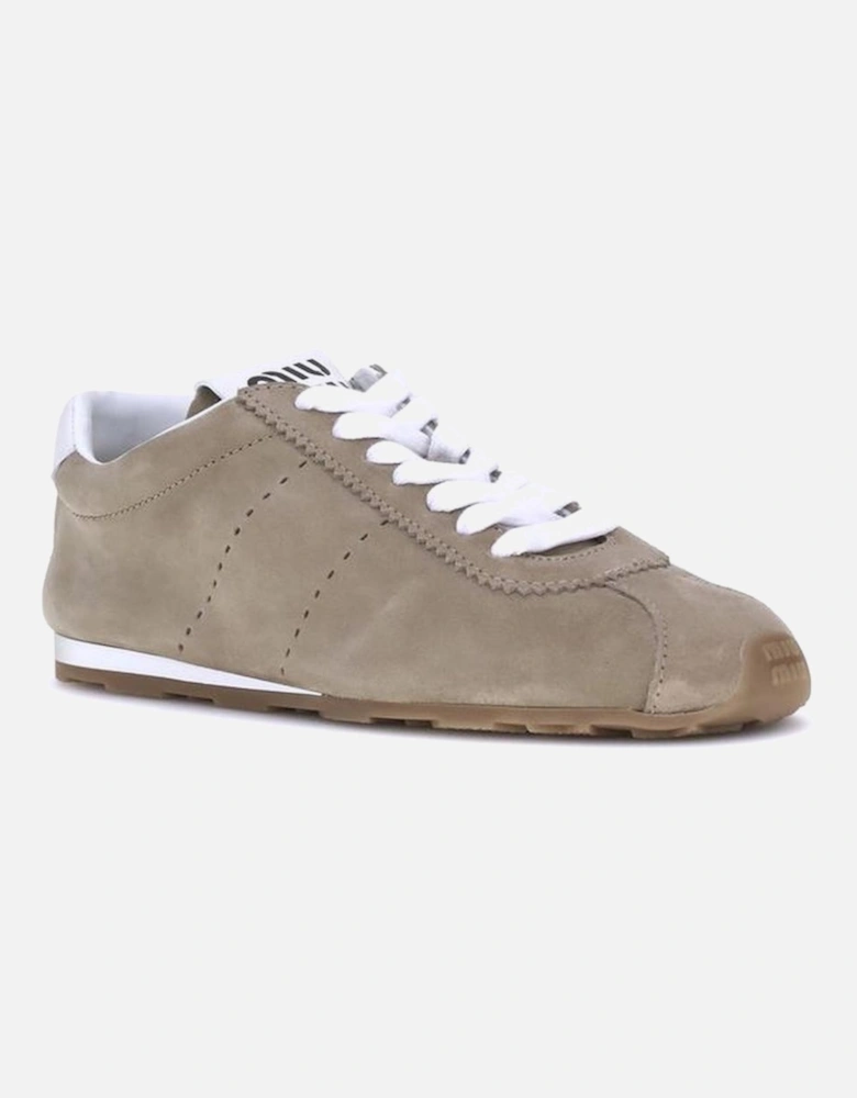 Suede Plume Sneakers with Logo Detailing Women - Beige