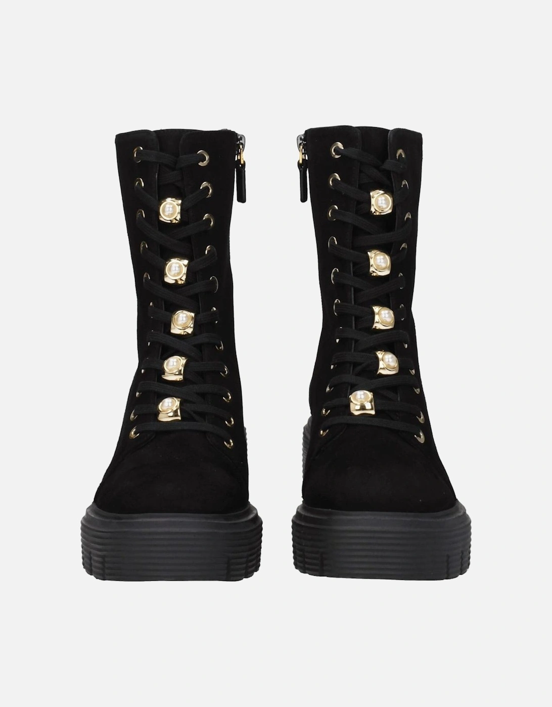 Suede Ankle Boots with Beaded Detail Women - Black