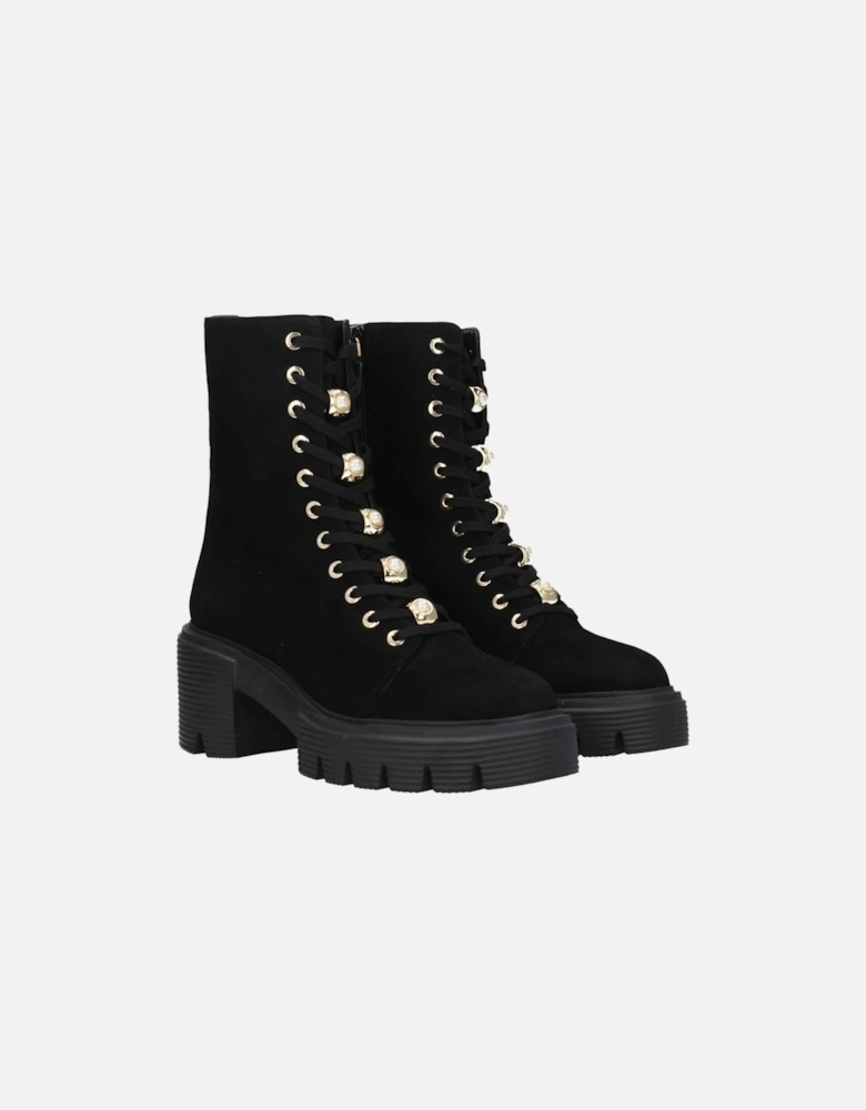 Suede Ankle Boots with Beaded Detail Women - Black