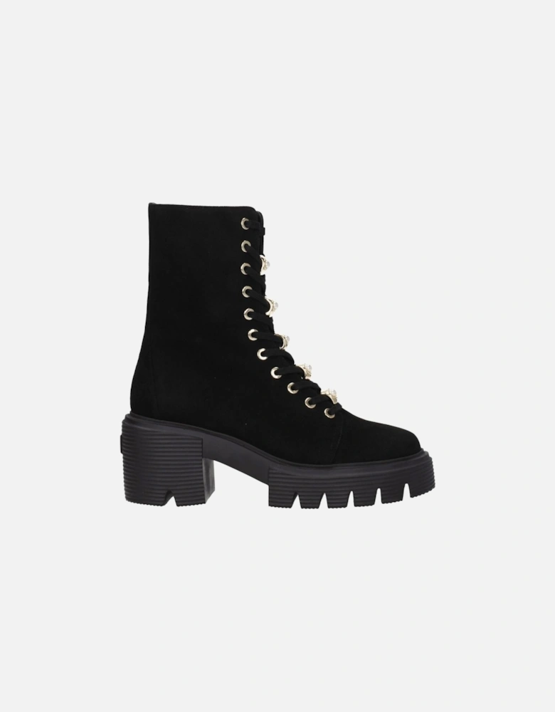 Suede Ankle Boots with Beaded Detail Women - Black