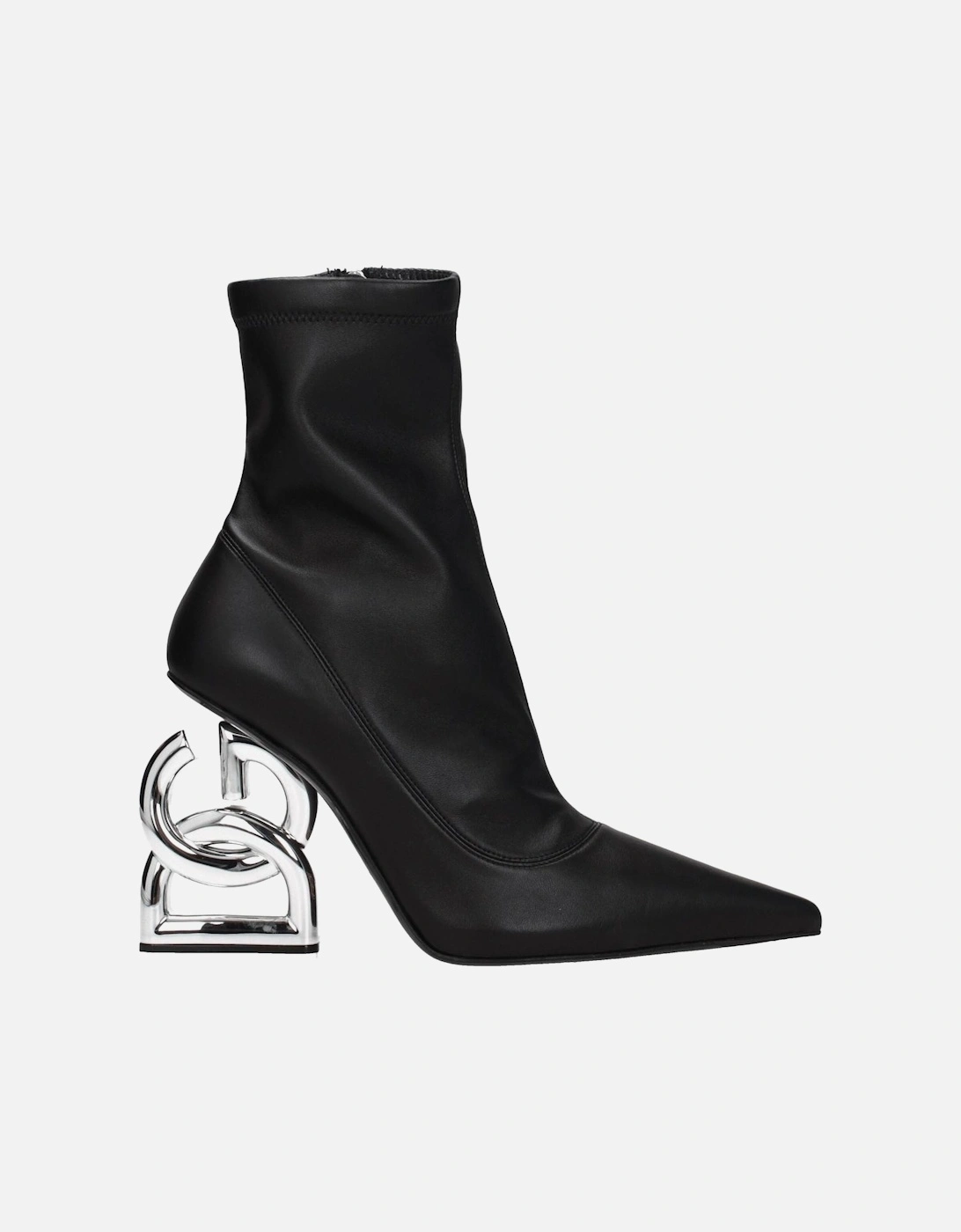 Leather High Heel Pointy Toe Ankle Boots Women - Black, 5 of 4