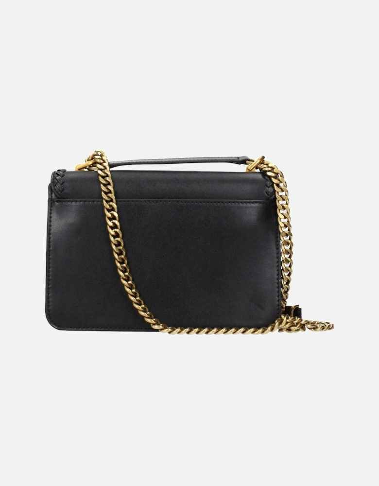 Leather Shoulder Bag with Adjustable Handle Women - Black