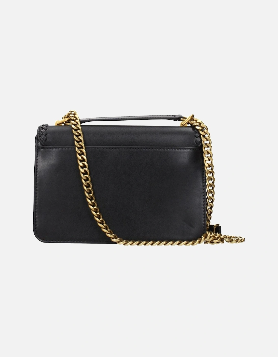 Leather Shoulder Bag with Adjustable Handle Women - Black