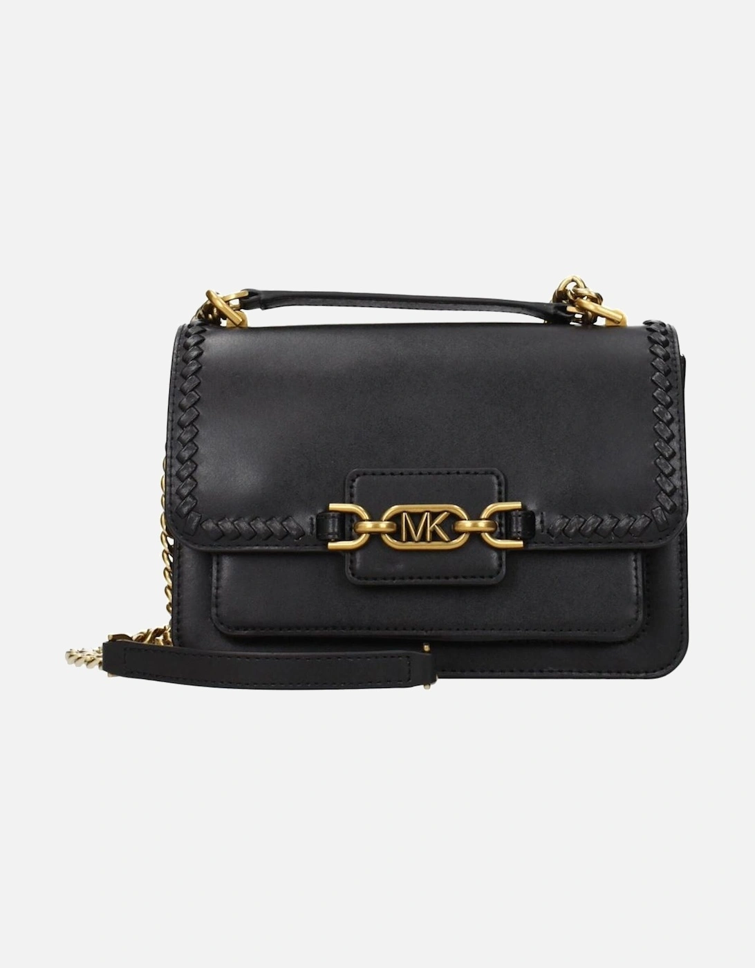 Leather Shoulder Bag with Adjustable Handle Women - Black, 4 of 3