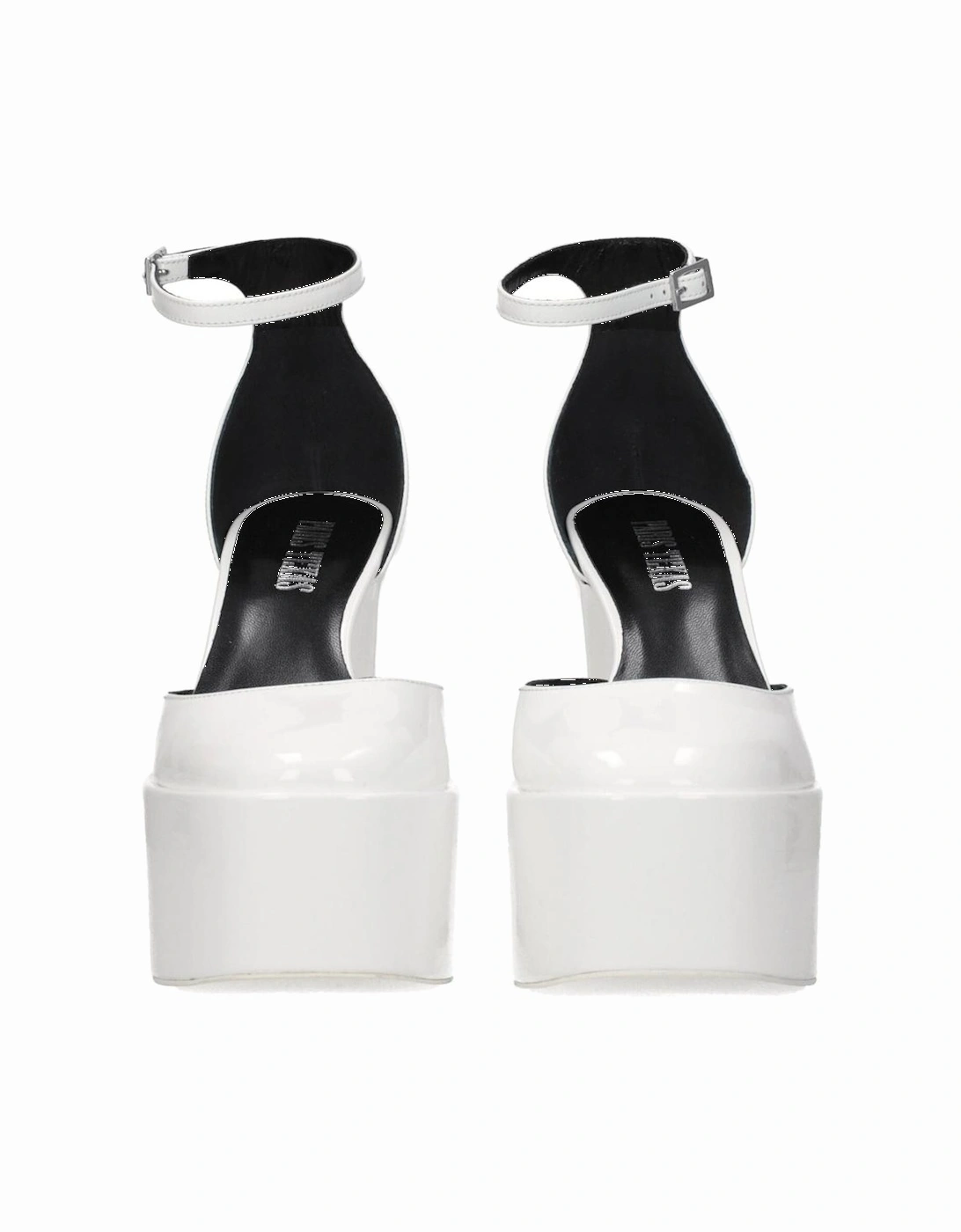 High Heel Patent Leather Sandals with Buckle Closure Women - White