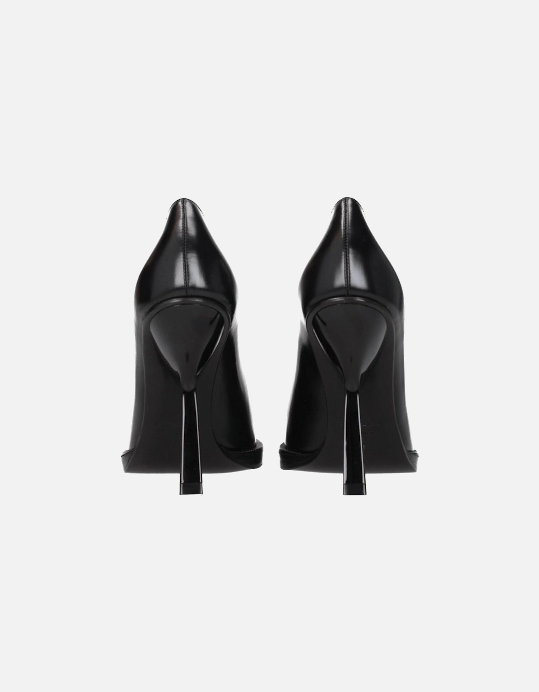 High Heel Square Toe Leather Pumps Women - Black Brooches