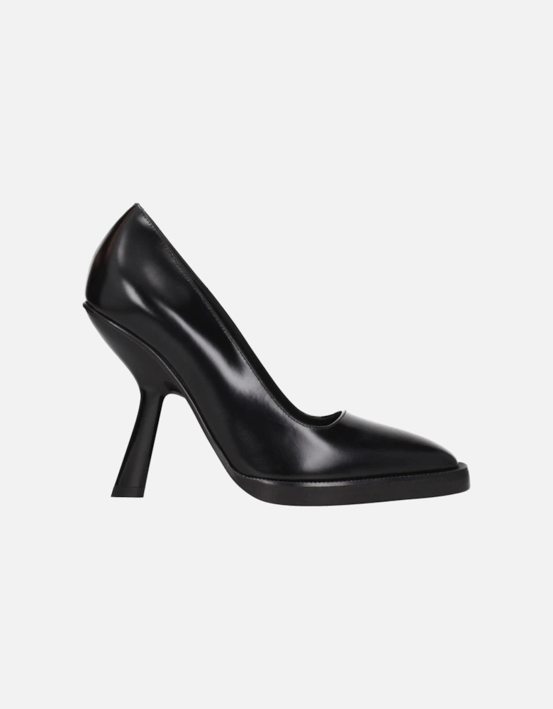 High Heel Square Toe Leather Pumps Women - Black Brooches